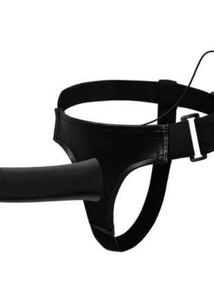 Schwarzes silikon strap-on mit verstellbarem gürtel und kabelgebundener fernbedienung von pretty love