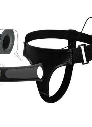 Schwarzer Pretty Love Vito strap-on aus Lederimitat mit 17,3 cm Vibrationsdildo und kabelloser Steuerung