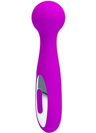 Vibranter lila silikon wand mit ergonomischem design und silberner akzenttaste von pretty love wade massager 12 funktionen
