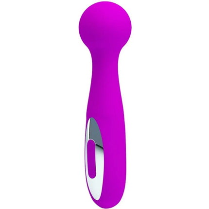 Vibranter lila silikon wand mit ergonomischem design und silberner akzenttaste von pretty love wade massager 12 funktionen