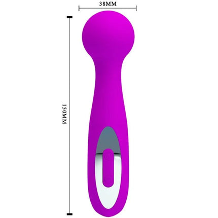 Vibrato von pretty love in leuchtendem lila silikon mit ergonomischem design und silbernem akzentknopf
