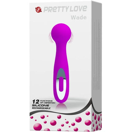 Purple silikon wiederaufladbarer vibratoren mit sleek ergonomischem design und silbernem akzent von Pretty Love Wade Massager 12 Funktionen