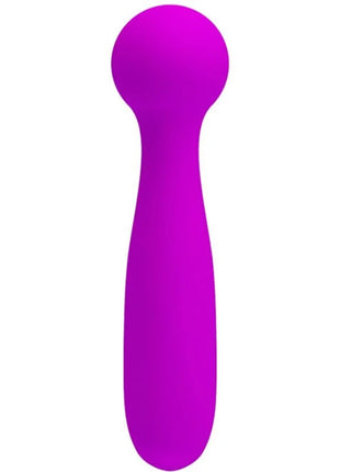 Ein eleganter violetter silikon-wand-massager mit rundem kopf und ergonomischem design von pretty love