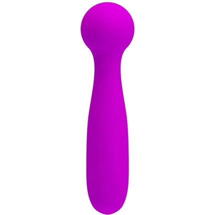 Ein eleganter violetter silikon-wand-massager mit rundem kopf und ergonomischem design von pretty love