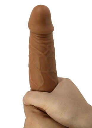 Tanfarbener silikon dildo mit realistischer oberfläche und texturierter kontur 18 cm lang von Pretty Love