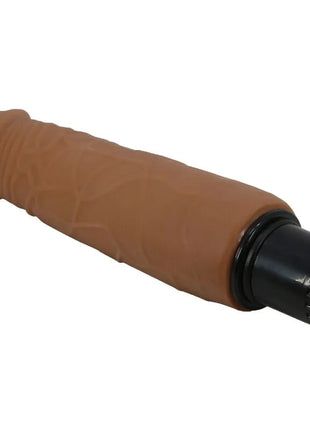 Tan silikon vibrierender realistischer vibrator von Pretty Love mit schwarzer strukturierter kappe 18 cm lang
