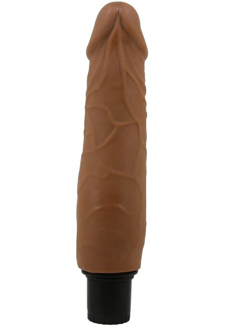 Brauner silikon dildo mit strukturierter oberfläche und schwarzer basis von pretty love waldorf realistischer vibrator 18 cm