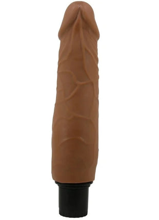 Brauner silikon dildo mit strukturierter oberfläche und schwarzer basis von pretty love waldorf realistischer vibrator 18 cm