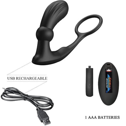 PRETTY LOVE - WARREN BLACK ANALRING & VIBRATOR - Anal-Vibratoren