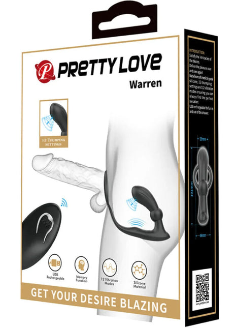 PRETTY LOVE - WARREN BLACK ANALRING & VIBRATOR - Anal-Vibratoren