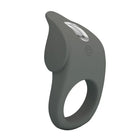 Grauer silicone vibration ring mit silbernem power button und ergonomischem design von pretty love wiederaufladbarer flexibler ring