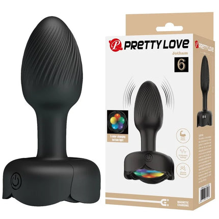 Schwarzer pretty love silikon vibrations-analplug mit 10 modi und usb aufladbar magnetischer ladestation
