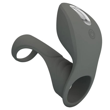 Grauer silikon pretty love anillo vibrador recargable mit ergonomischem design und silbernem power-knopf