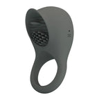 Grauer silikonring mit strukturierter bürstenkopfspitze für orale stimulation pretty love wiederaufladbarer vibrationsring