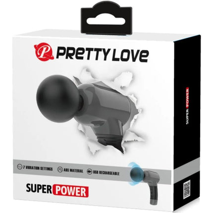 Schwarzer und grauer wiederaufladbarer massager mit kugelkopf aus abs material von pretty love mit 7 funktionen und 5 geschwindigkeiten