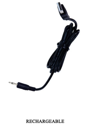 Schwarzes wiederaufladbares usb-zu-3,5mm-audiokabel mit geformten verbindern und spiralförmigem design für pretty love willie stimulator mit fernbedienung