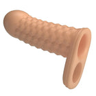 Beige pretty love wolfram penisextender sleeve mit geometrisch strukturierter oberfläche und zwei kreisförmigen öffnungen