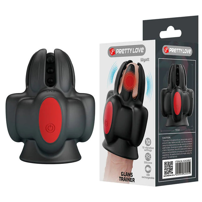 Schwarzer und roter silikon finger vibrator mit power-taste für handstimulation pretty love wyatt automatischer masturbator