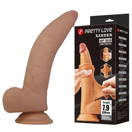 Tanfarbener pretty love xander realistic dildo aus silikon mit slide skin-technologie und stabilem fuß 20 cm lang