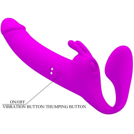 PRETTY LOVE - ZANINI STRAPLESS STRAP-ON 10 VIBRATIONEN LILA - Doppeldildo