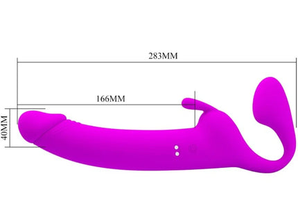 PRETTY LOVE - ZANINI STRAPLESS STRAP-ON 10 VIBRATIONEN LILA - Doppeldildo