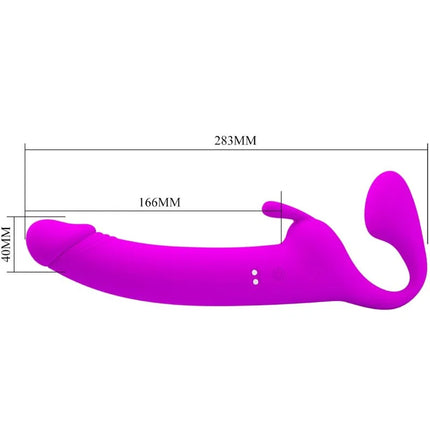 PRETTY LOVE - ZANINI STRAPLESS STRAP-ON 10 VIBRATIONEN LILA - Doppeldildo