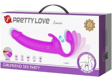 PRETTY LOVE - ZANINI STRAPLESS STRAP-ON 10 VIBRATIONEN LILA - Doppeldildo