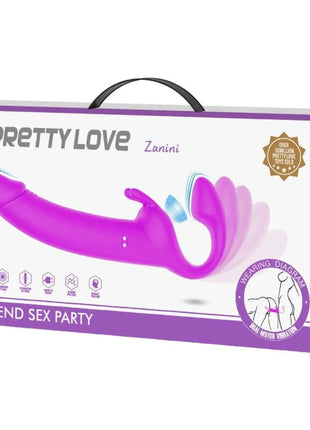 PRETTY LOVE - ZANINI STRAPLESS STRAP-ON 10 VIBRATIONEN LILA - Doppeldildo