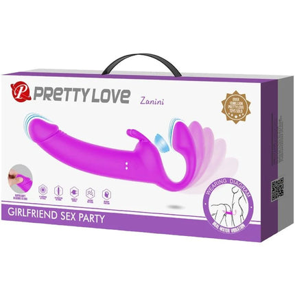 PRETTY LOVE - ZANINI STRAPLESS STRAP-ON 10 VIBRATIONEN LILA - Doppeldildo