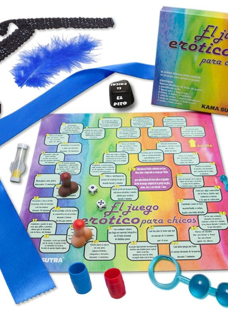 Farbenfrohes rainbow-theme erotisches spielbrett mit zentralem raster und spanischen anweisungen für lgbt jungs