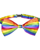 Pride lgbt-flagge fliege mit regenbogenstreifen aus satin und metallverschluss