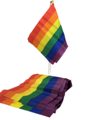 Kleine pride lgbt-flagge mit sechs regenbogenfarbenen horizontalen streifen als banner