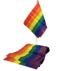 Kleine pride lgbt-flagge mit sechs regenbogenfarbenen horizontalen streifen als banner