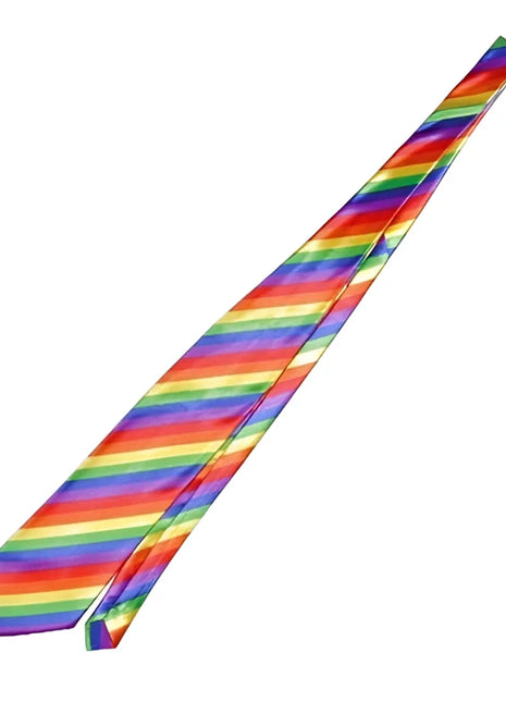 Pride lgbt-flagge krawatte mit glänzenden diagonalen regenbogenstreifen aus satinmaterial
