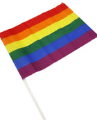 Pride lgbt-flagge mittelgroßes wimpel mit sechs farbigen horizontalstreifen und weißem plastikstab