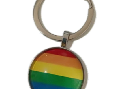 Runder pride lgbt-flagge schlüsselanhänger mit metallring und klarem glasüberzug