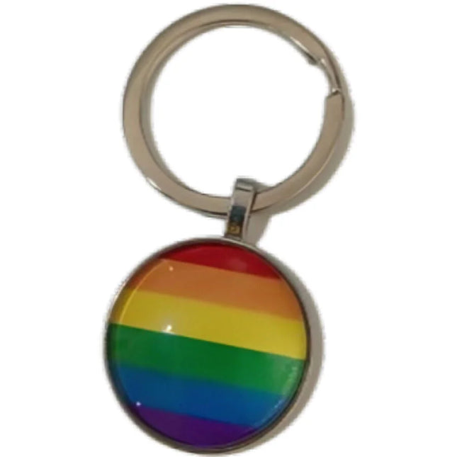 Runder pride lgbt-flagge schlüsselanhänger mit metallring und klarem glasüberzug