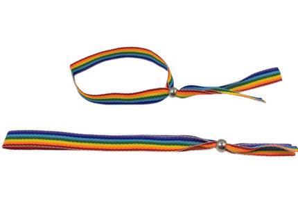 Rainbow-gestreiftes pride lgbt-flagge silberkugelarmband mit silberperlenverschluss aus stoff