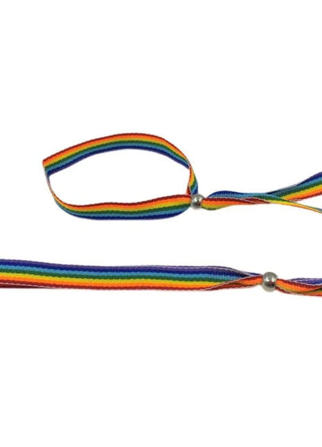 Rainbow-gestreiftes pride lgbt-flagge silberkugelarmband mit silberperlenverschluss aus stoff