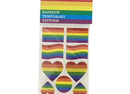 Pride regenbogen temporäre tattoos mit flaggen herzen und tropfen in roten orange gelben grünen blauen und violetten farben