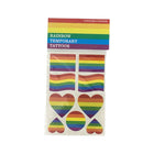 Pride regenbogen temporäre tattoos mit flaggen herzen und tropfen in roten orange gelben grünen blauen und violetten farben