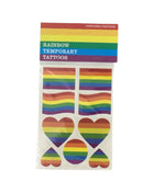 Pride regenbogen temporäre tattoos mit flaggen herzen und tropfen in roten orange gelben grünen blauen und violetten farben