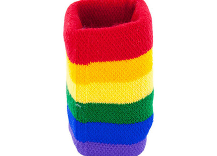 Pride lgbt-flaggenarmbänder regenbogenfarbenes gestricktes handgelenkband mit rot gelb grün blau und lila horizontalen streifen