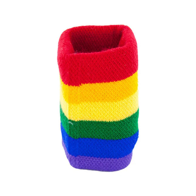 Pride lgbt-flaggenarmbänder regenbogenfarbenes gestricktes handgelenkband mit rot gelb grün blau und lila horizontalen streifen