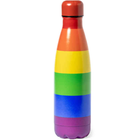 Pride metallic-warmwasserheizung mit der lgbt-flagge in rainbow-streifen auf rostfreiem stahl mit rotem schraubdeckel