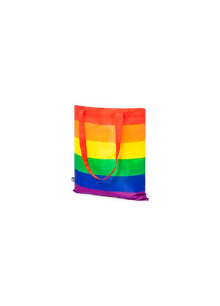 Pride regenbogen-flagge einkaufstasche mit lebhaften regenbogenfarbenen streifen und passenden griffen