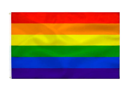 Pride regenbogenflagge 90 x 150 cm mit sechs horizontalen streifen in rot orange gelb grün blau und lila