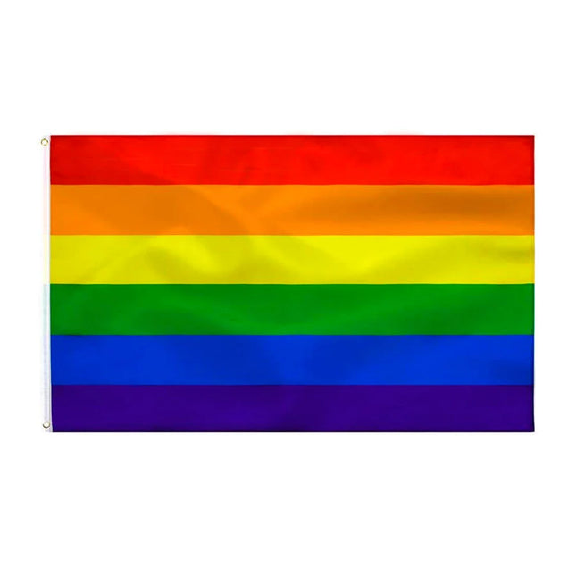 Pride regenbogenflagge 90 x 150 cm mit sechs horizontalen streifen in rot orange gelb grün blau und lila