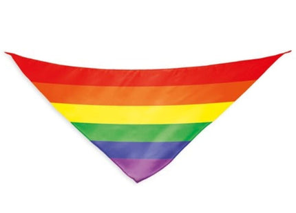 Regenbogenflagge dreieckiger baumwollschal mit horizontalen streifen in rot orange gelb grün blau und lila