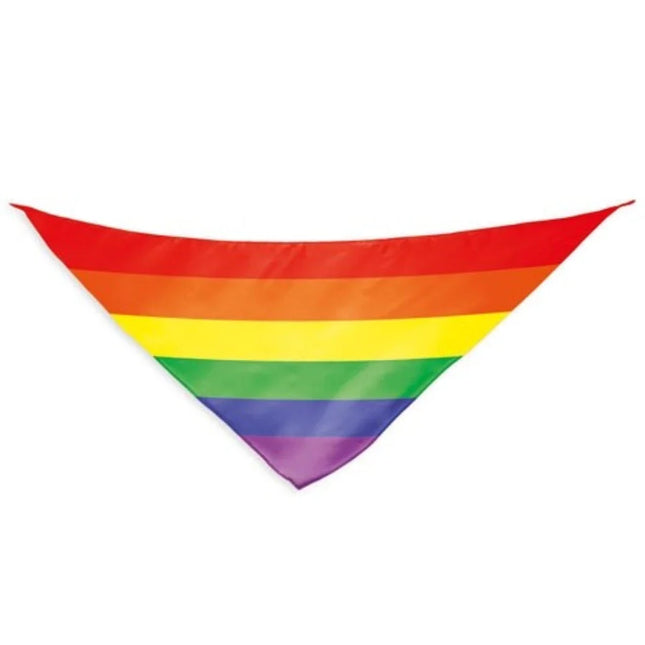 Regenbogenflagge dreieckiger baumwollschal mit horizontalen streifen in rot orange gelb grün blau und lila